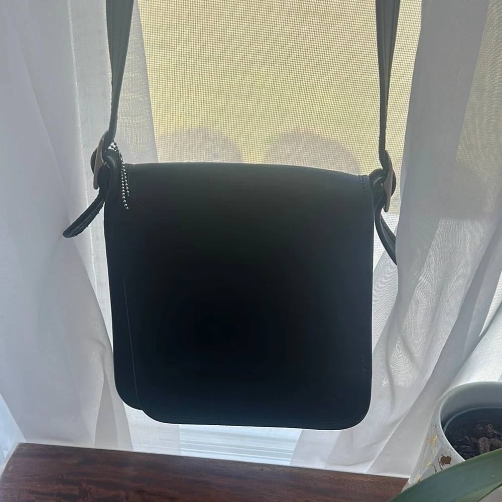 Coach Black Messenger Bag with Textured Finish